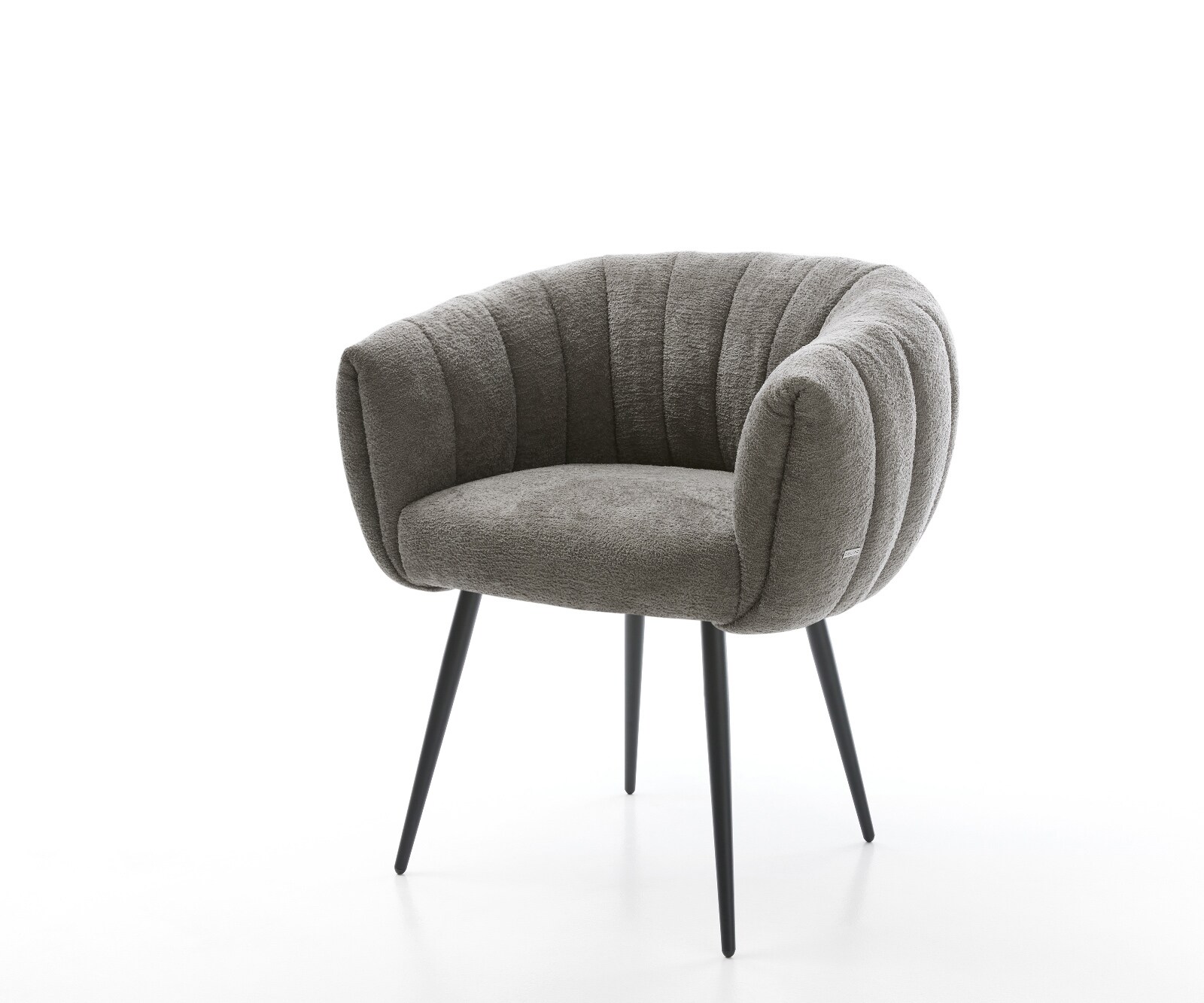 Esszimmerstuhl Jada-Flex Bouclé Soft Schlamm 4-Fuß konisch Schwarz Taschenfederkern