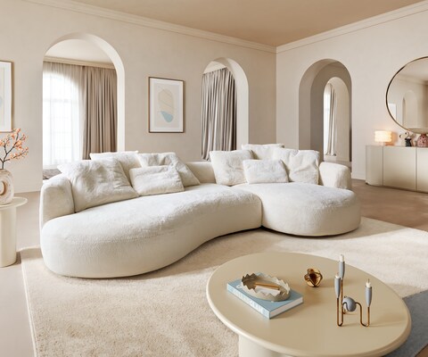 Big-Sofa Edina 330x170 cm Plüsch Creme-Weiß