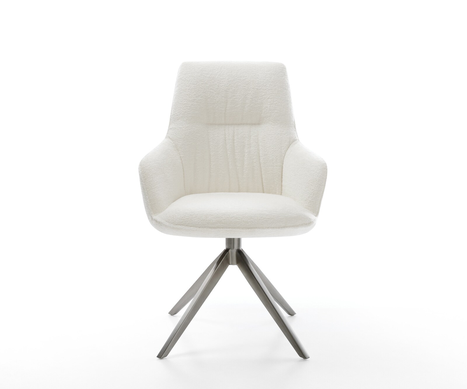 Drehstuhl Zelia-Flex mit Armlehnen Bouclé Soft Beige Kreuzgestell breit Graphit 360° drehbar Wippfunktion Taschenfederkern 1