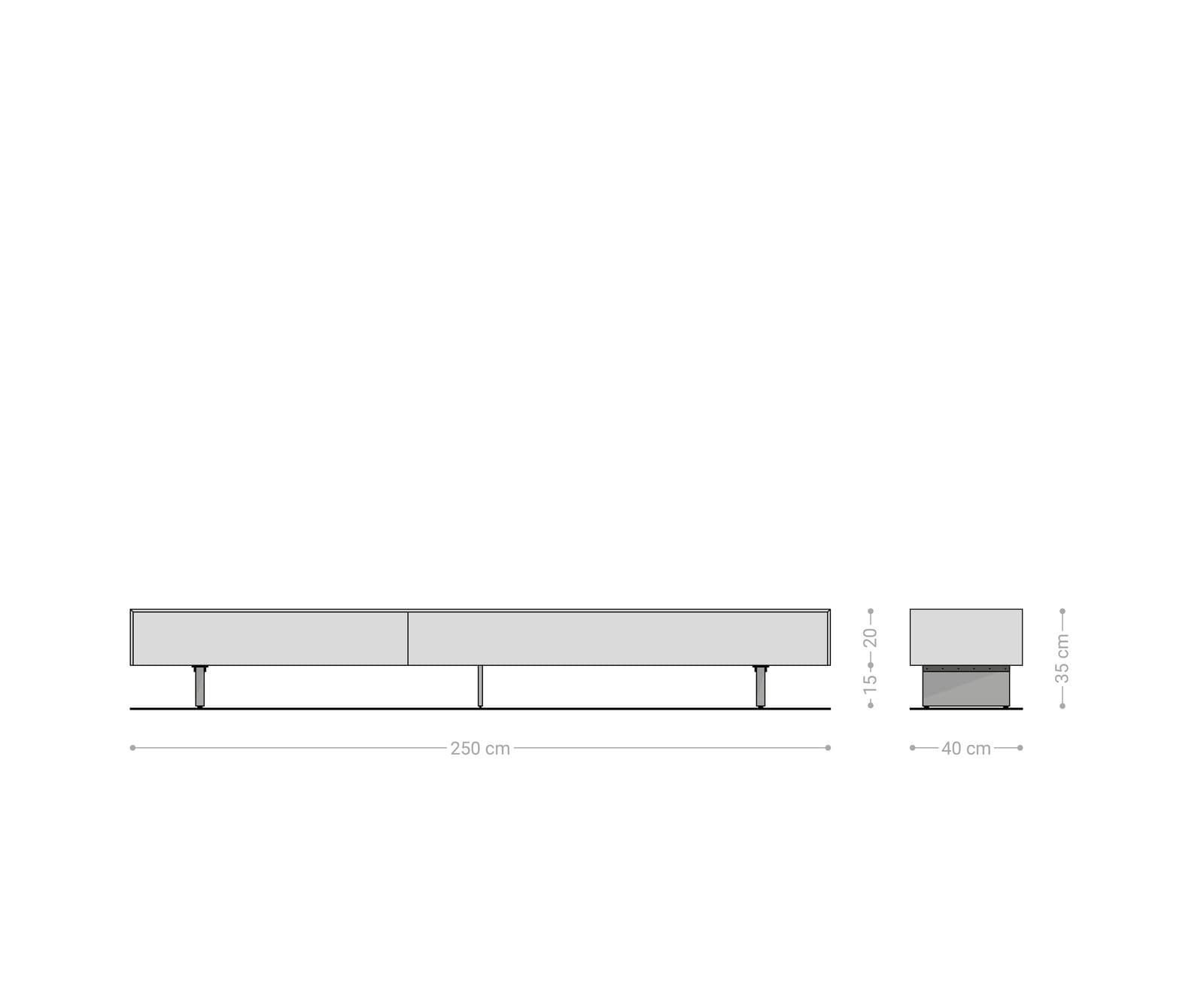 Lowboard Cuor 250 cm Keramik Laminam® Travertino Bianco Creme-Weiß 1 Klappe 1 Schubfach Fuß Schwebeoptik Acrylglas 8
