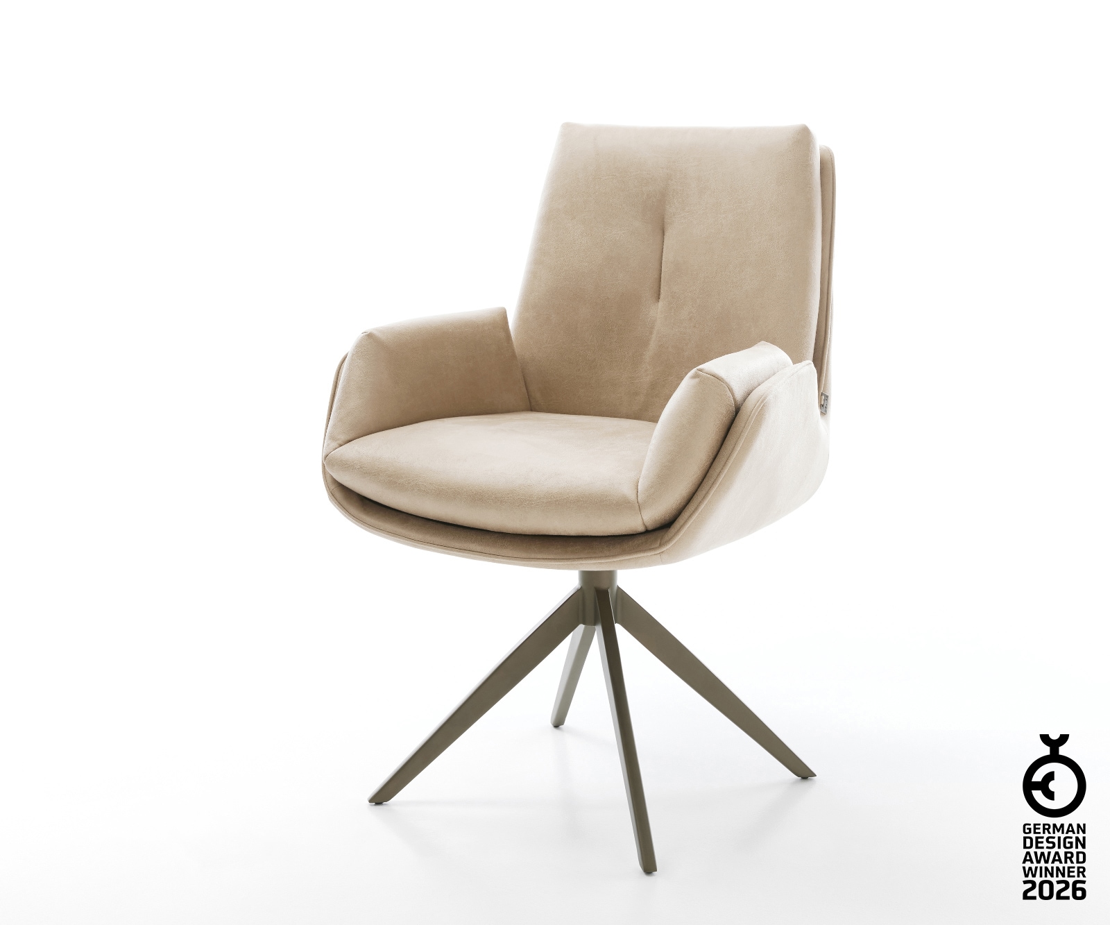 Drehstuhl Clea-Flex Mikrofaser Beige Vintage Kreuzgestell breit Effektfinish Titan 360° drehbar Wippfunktion 1