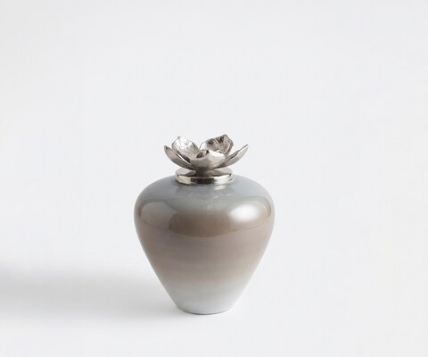 Vase Florena B19 x T19 x H24 cm Glas Mokka Opal Handgemacht