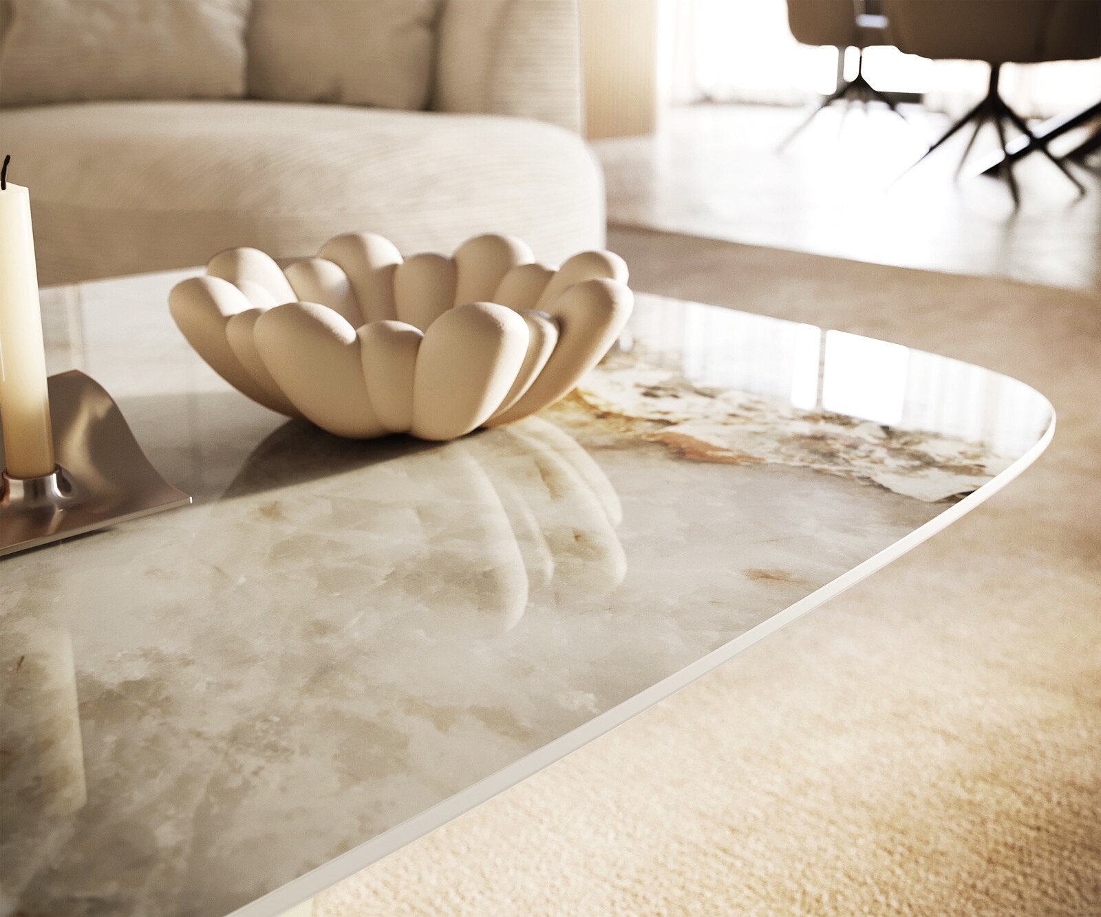 Couchtisch Edge Boot 140x80 cm Keramik Minas Melange Sarity Metall Effektfinish Titan 3
