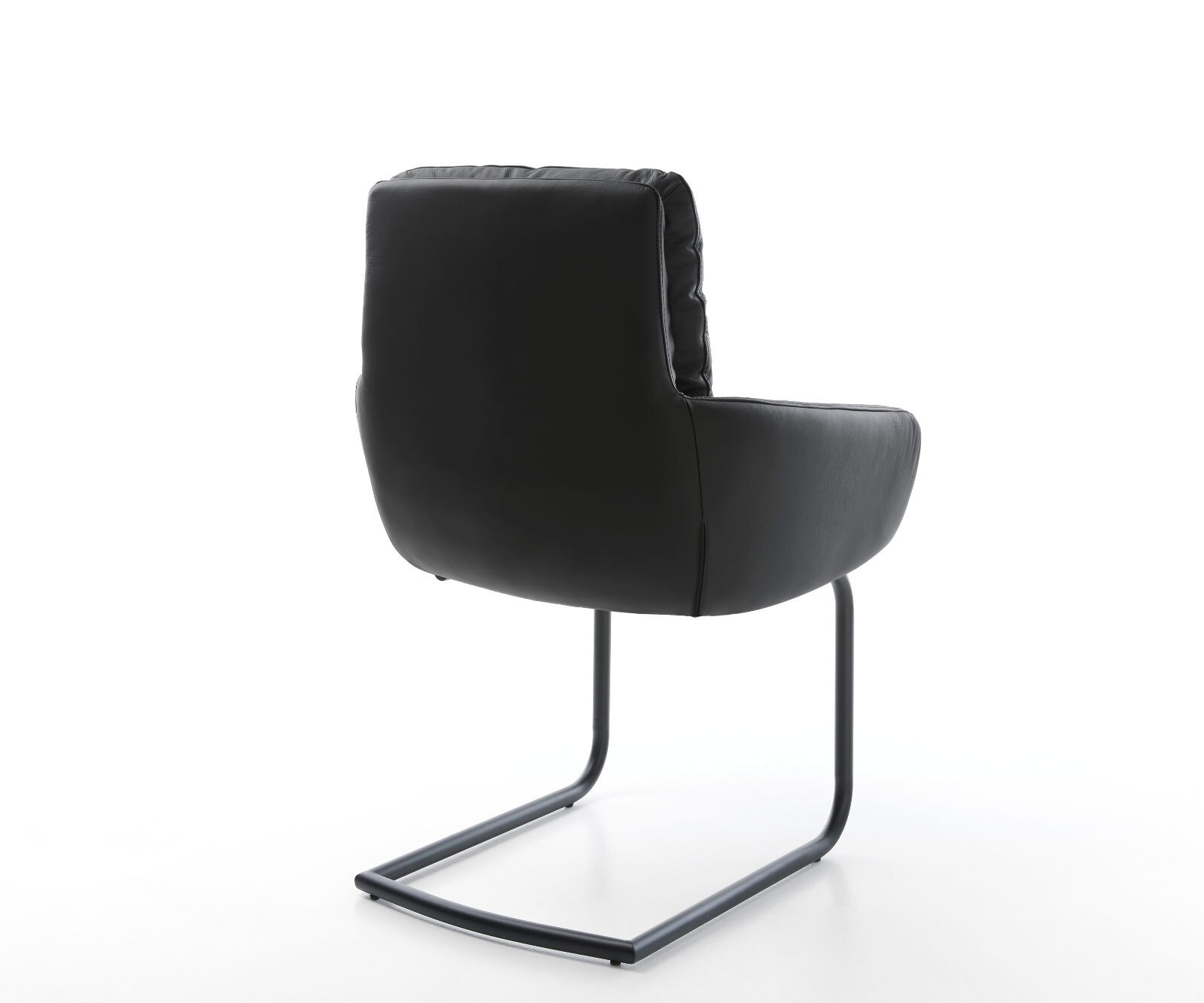 Freischwinger Abelia-Flex mit Armlehnen Echt-Leder Schwarz Freischwinger rund Schwarz 5