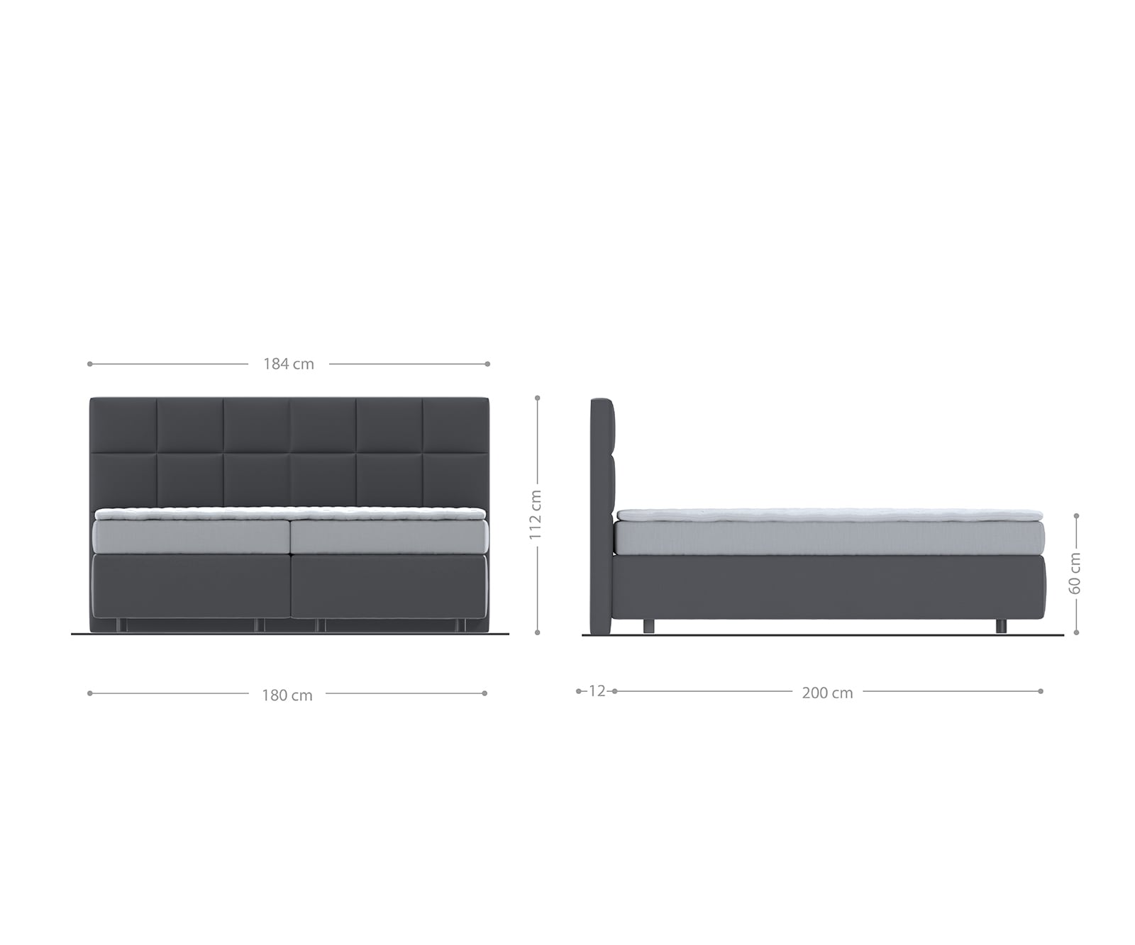 Boxspringbett Dream-Fine 180x200 cm Mikrofaser Grau mit TFK Matratze und Visco Topper 4 Boxspringbett Dream-Fine 180x200 cm Mikrofaser Grau mit TFK Matratze und Visco Topper 4