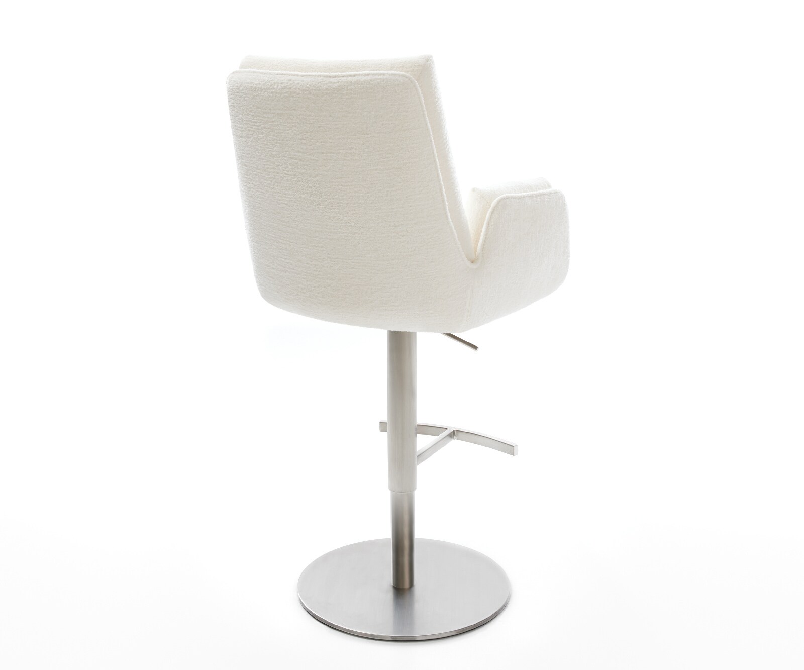 Barstuhl Clea-Flex Bouclé Soft Beige Drehfuß höhenverstellbar Edelstahl Silberfarben 4