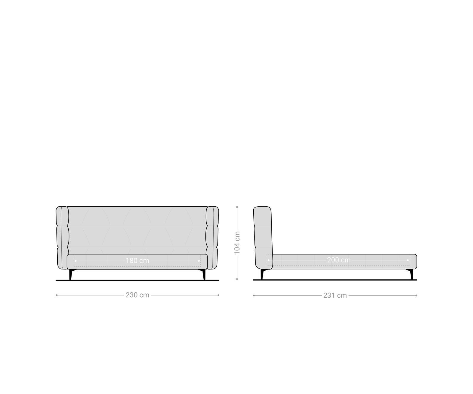 Polsterbettgestell Capujo 180x200 cm Bouclé Silbergrau 6