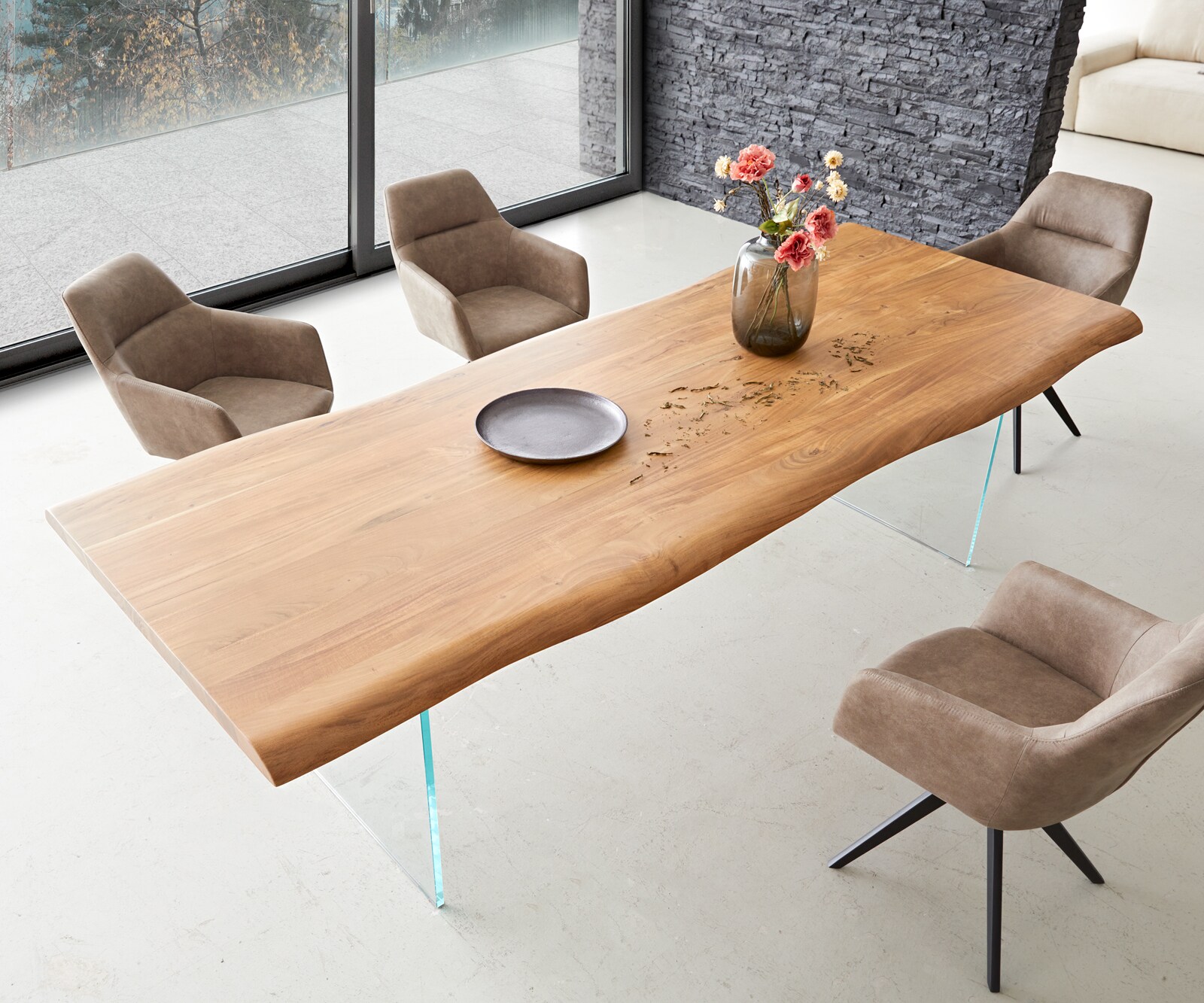 Esstisch Edge 260x100 XL Akazie Natur Glas Live-Edge 3