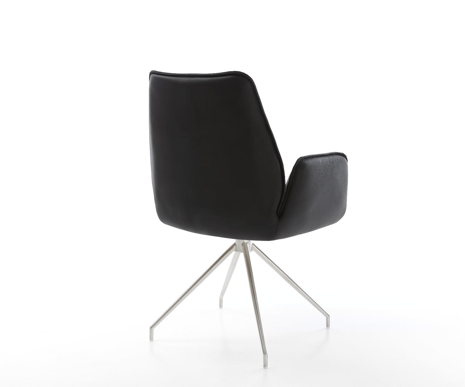 Esszimmerstuhl Zoa-Flex Echt-Leder Schwarz Kreuzgestell konisch Edelstahl Taschenfederkern 5