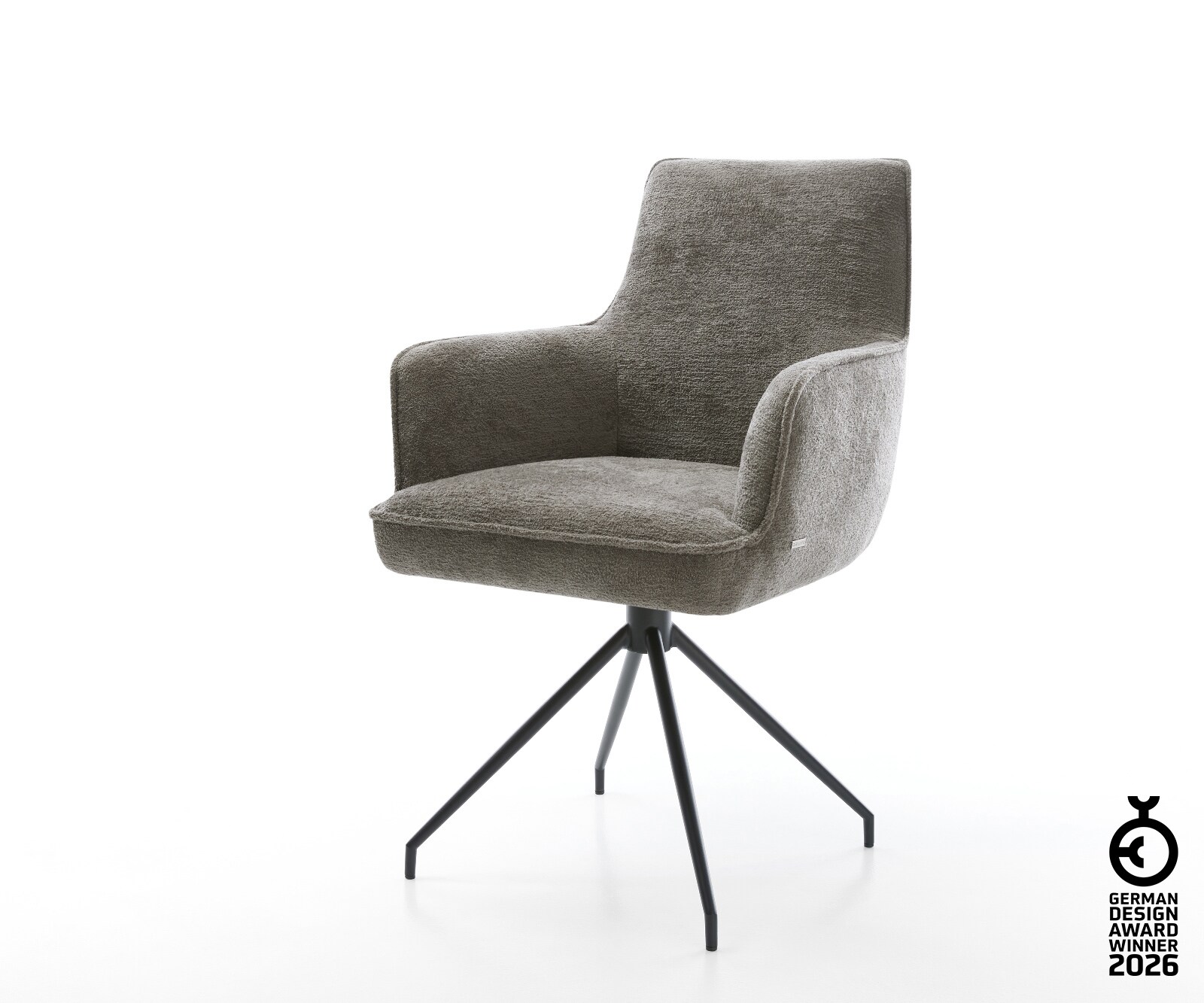 Esszimmerstuhl Heira-Flex mit Armlehnen Bouclé Soft Schlamm Kreuzgestell ko günstig online kaufen