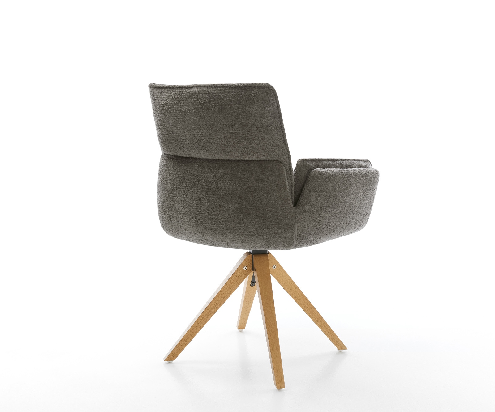 Drehstuhl Nela-Flex Bouclé Soft Schlamm Holzgestell kantig Natur 360° drehbar 4