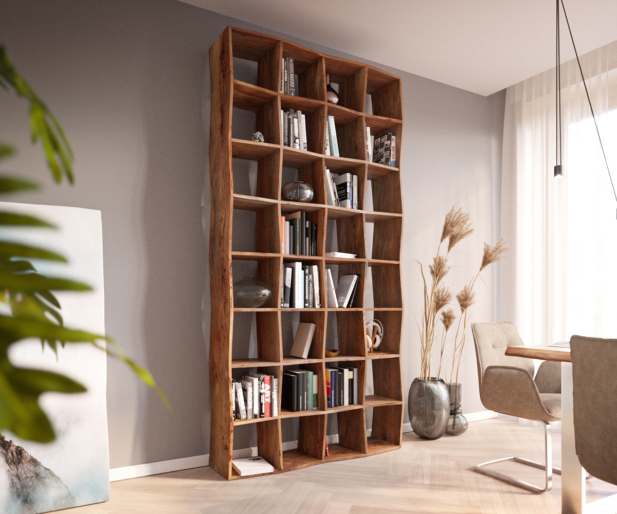 Bücherregal Live-Edge 240x120 cm Akazie Natur Massivholz Bücherregal Live-Edge 240x120 cm Akazie Natur Massivholz