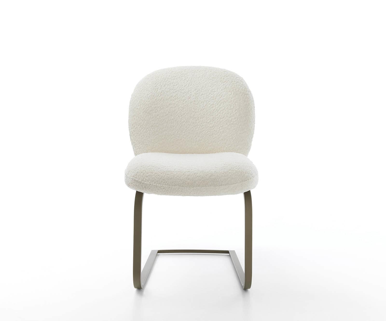 Freischwinger Nube-Flex Bouclé Weiß Freischwinger flach Effektfinish Titan Taschenfederkern 2