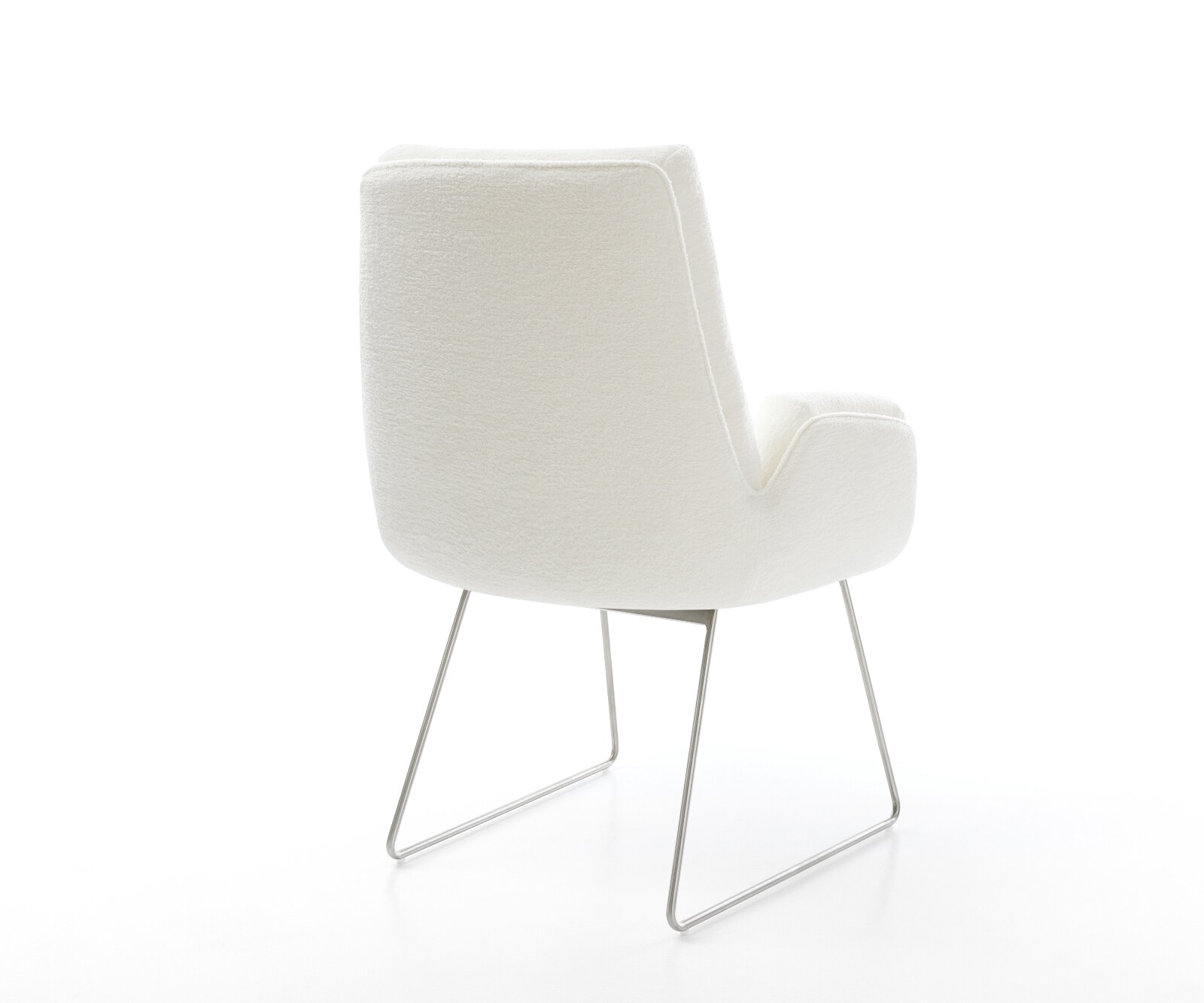 Esszimmerstuhl Clea-Flex Bouclé Soft Beige Kufengestell Edelstahl 4