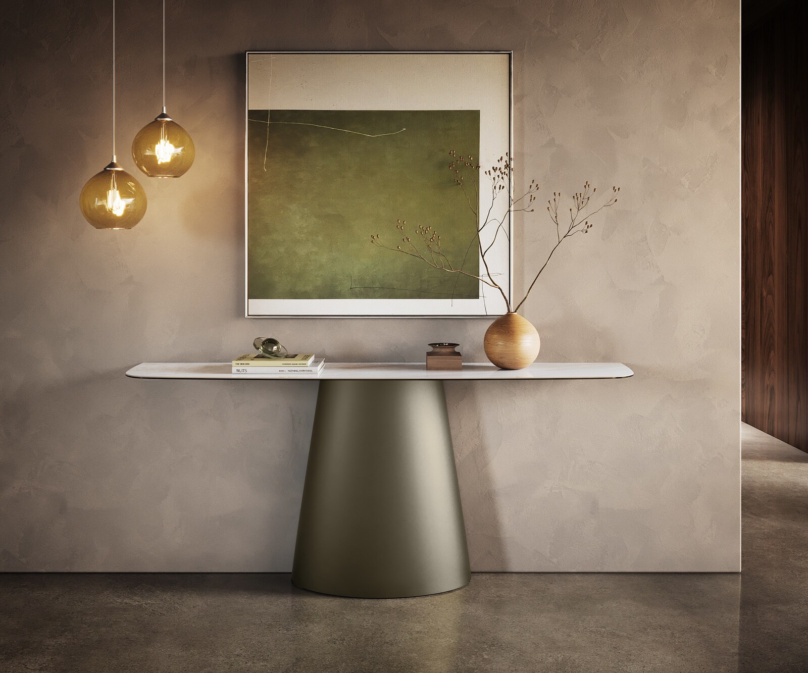 Konsolentisch Edge Boot 180x40 cm Keramik Onyx Pearl Conos Metall Effektfinish Titan 3