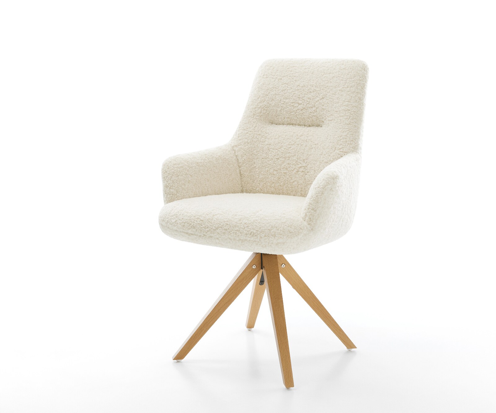 Drehstuhl Zelia-Flex mit Armlehnen Teddystoff Beige Holzgestell kantig Natu günstig online kaufen