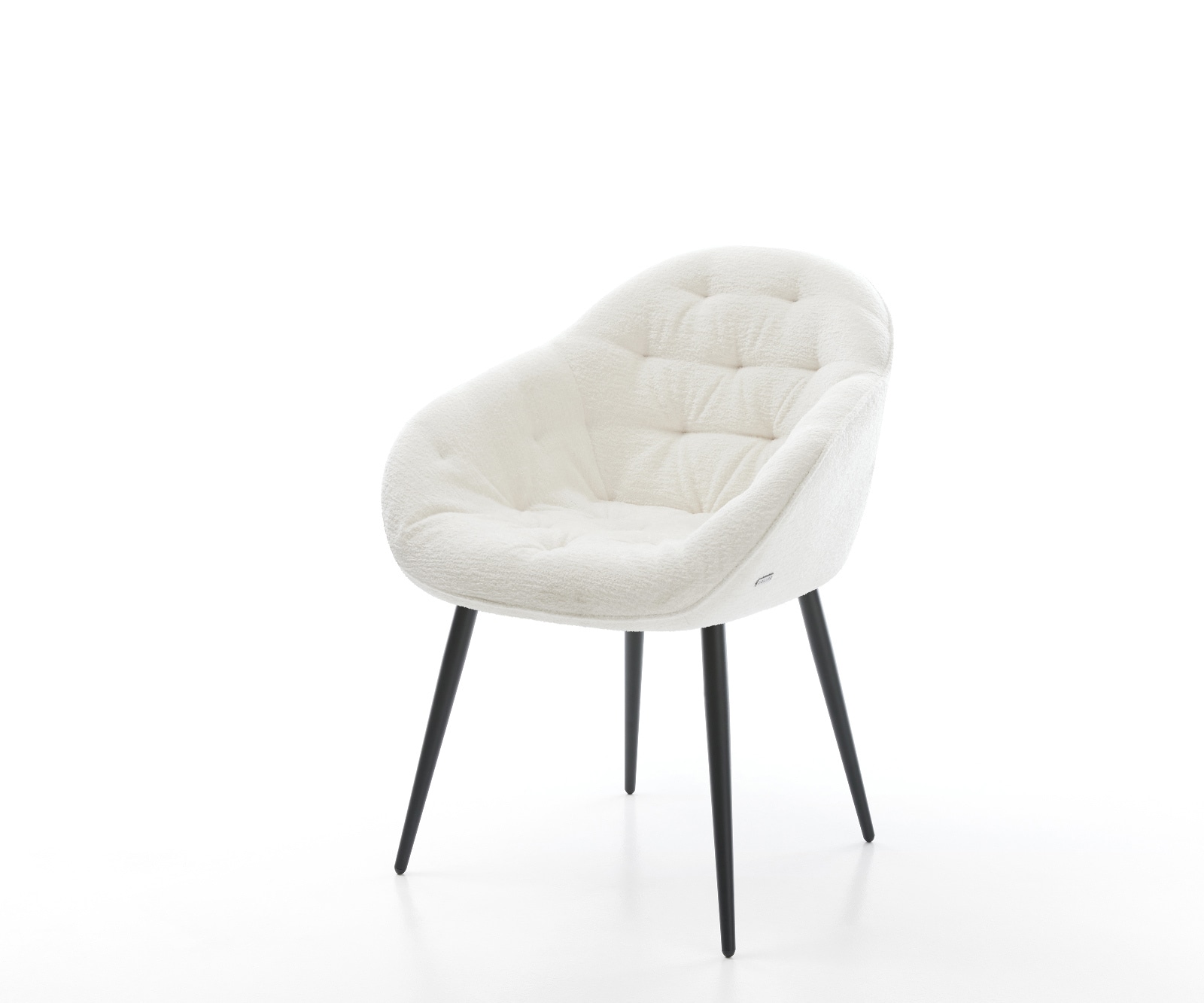 Chaise-de-salle-à-manger Gaio-Flex bouclé doux beige 4 pieds coniques noir