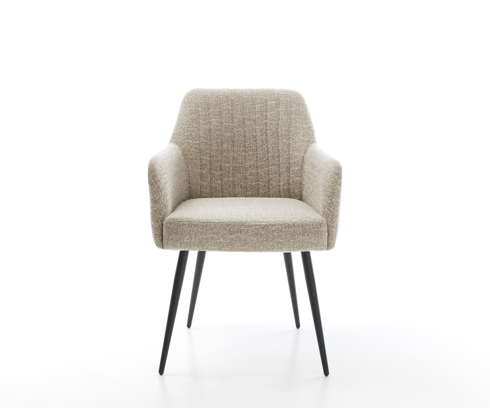 Esszimmerstuhl Greg-Flex Webstoff Soft Beige 4-Fuß konisch Schwarz Taschenfederkern 2