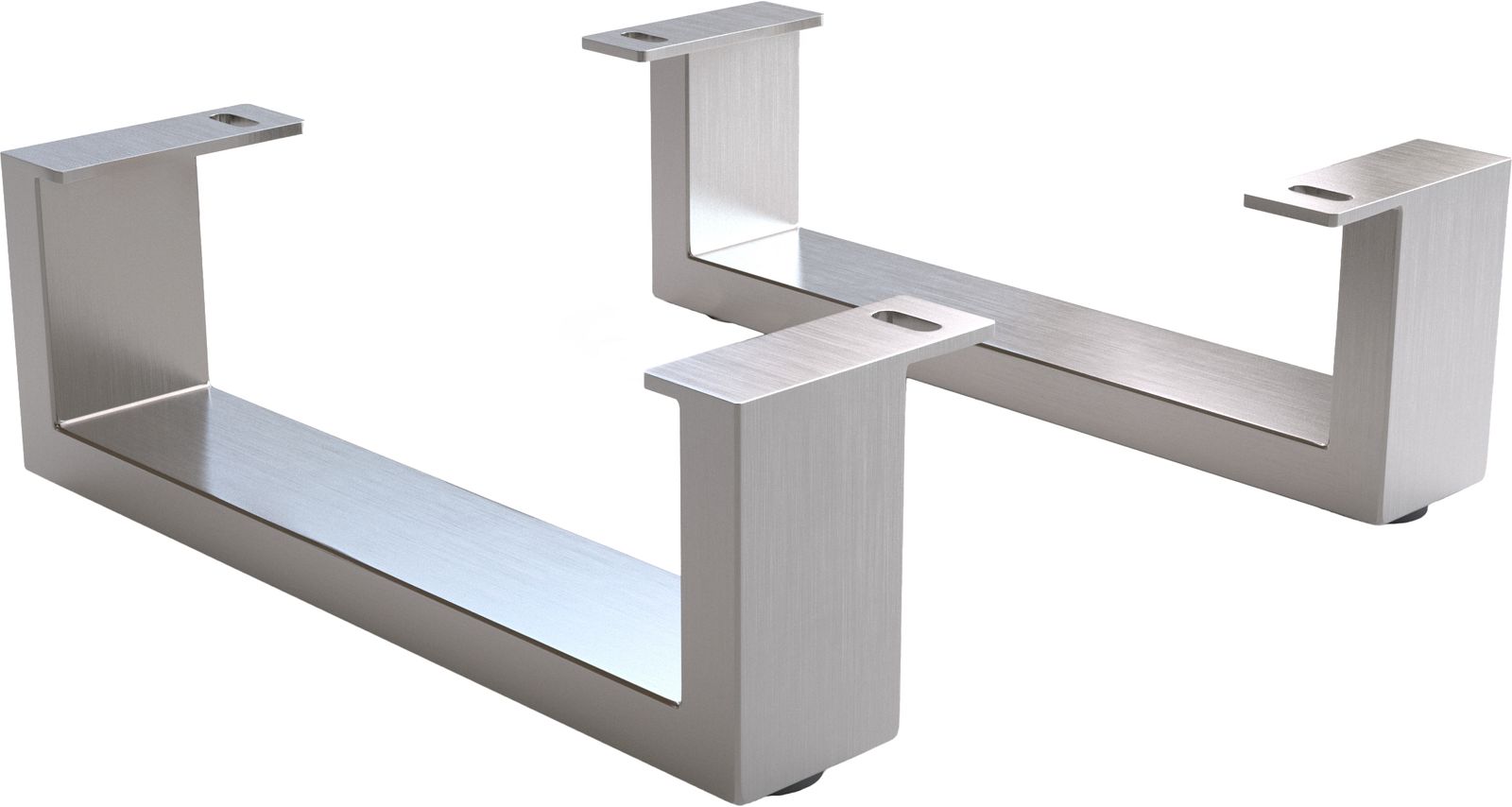 Fuß Kufe 12,5 cm Edelstahl gebürstet für Kastenmöbel der Tiefe 45 cm (2er Set)