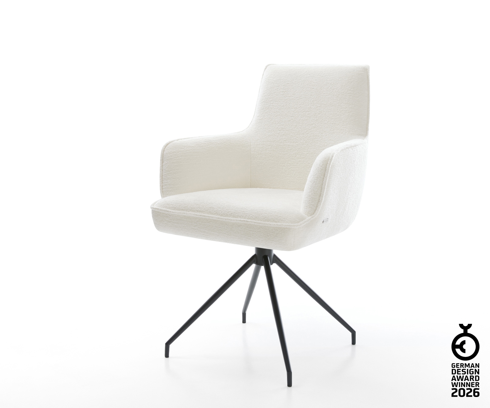 Esszimmerstuhl Heira-Flex mit Armlehnen Bouclé Soft Beige Kreuzgestell koni günstig online kaufen