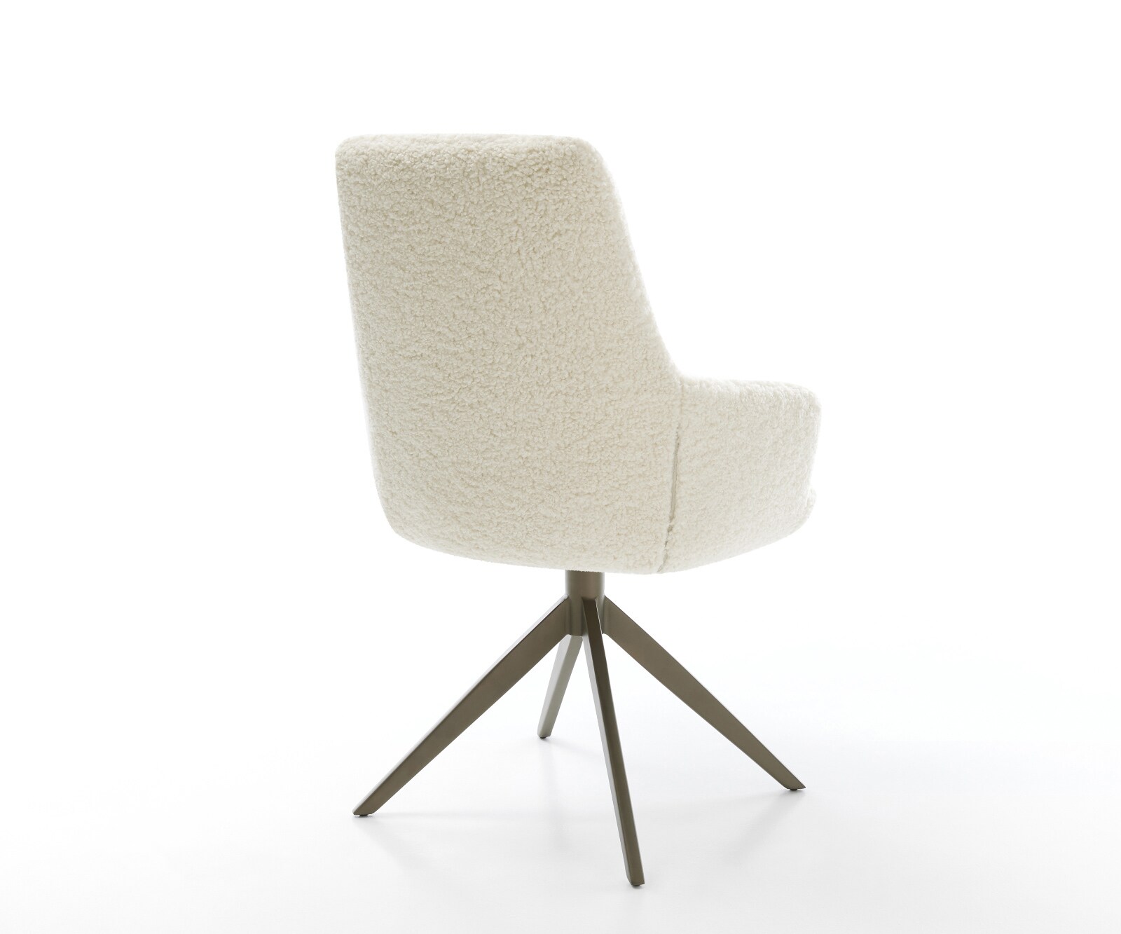 Drehstuhl Zelia-Flex mit Armlehnen Teddystoff Beige Kreuzgestell breit Effektfinish Titan 360° drehbar Wippfunktion Taschenfederkern 5