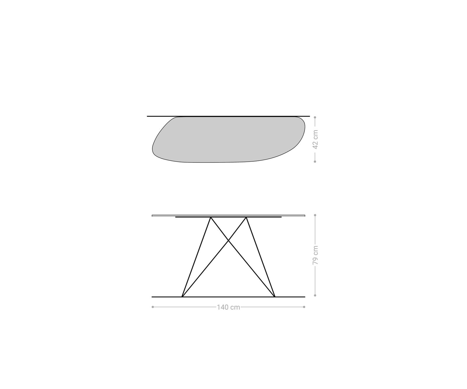 Konsolentisch Edge Organisch 140x40 cm Keramik Patagonia Poliert Velio Metall Schwarz 8