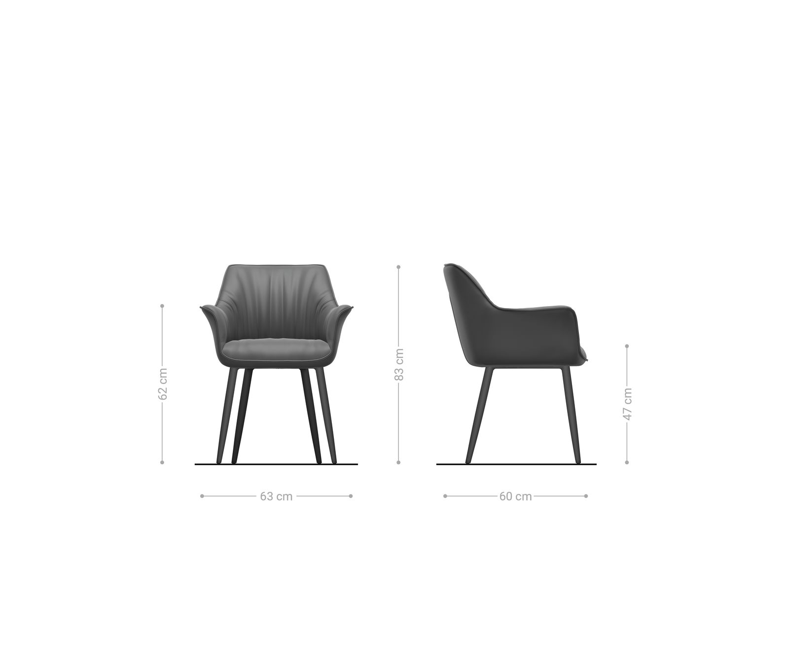 Esszimmerstuhl Keila-Flex mit Armlehnen Strukturstoff Soft Grau 4-Fuß konisch Edelstahl 6