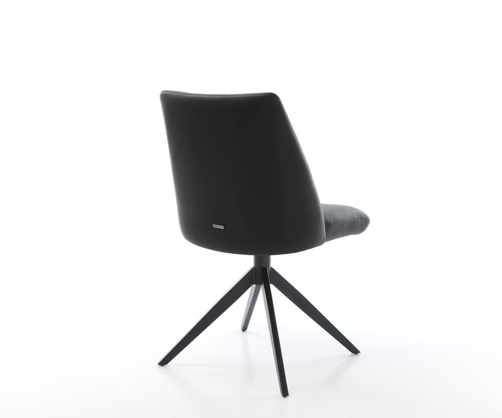 Drehstuhl Elso-Flex Echt-Leder Schwarz Kreuzgestell breit Schwarz 360° drehbar Wippfunktion Taschenfederkern 4
