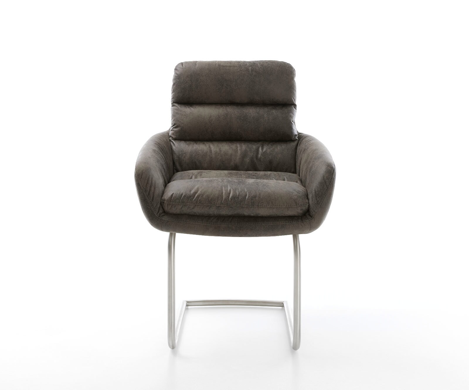 Freischwinger Abelia-Flex mit Armlehnen Mikrofaser Grau Antik Freischwinger rund Edelstahl 2
