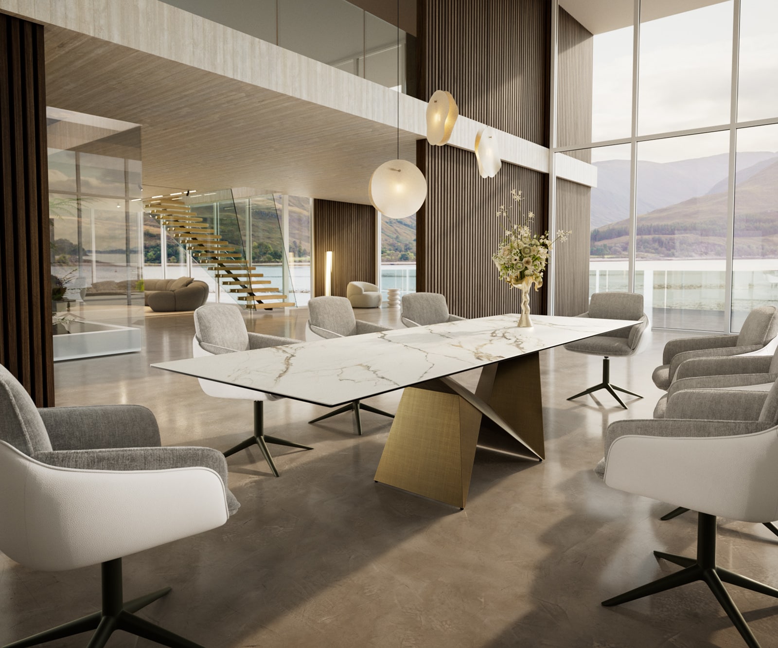 Esstisch Edge 300x100 Keramik Calacatta Luxe Weiß-Gold-Grau Origami Metallic Gold 6 Esstisch Edge 300x100 Keramik Calacatta Luxe Weiß-Gold-Grau Origami Metallic Gold 6