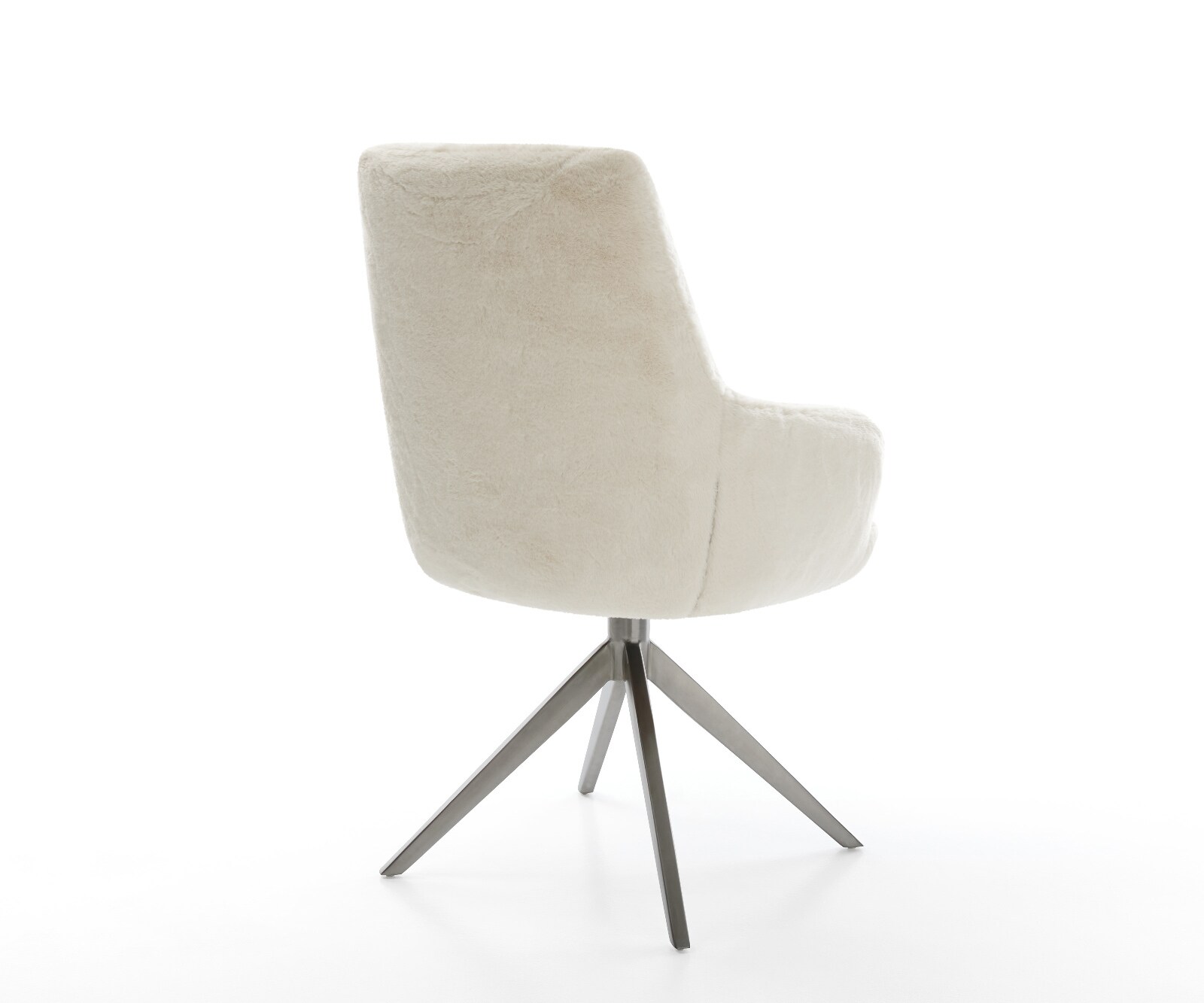 Drehstuhl Zelia-Flex mit Armlehnen Plüsch Creme-Weiß Kreuzgestell breit Graphit 360° drehbar Wippfunktion Taschenfederkern 5