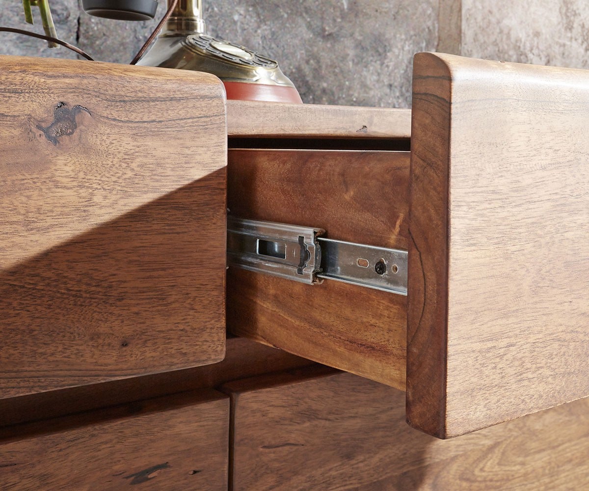 Sideboard Live-Edge 147 cm Akazie Braun 3 Türen 3 Schübe 4 Sideboard Live-Edge 147 cm Akazie Braun 3 Türen 3 Schübe 4