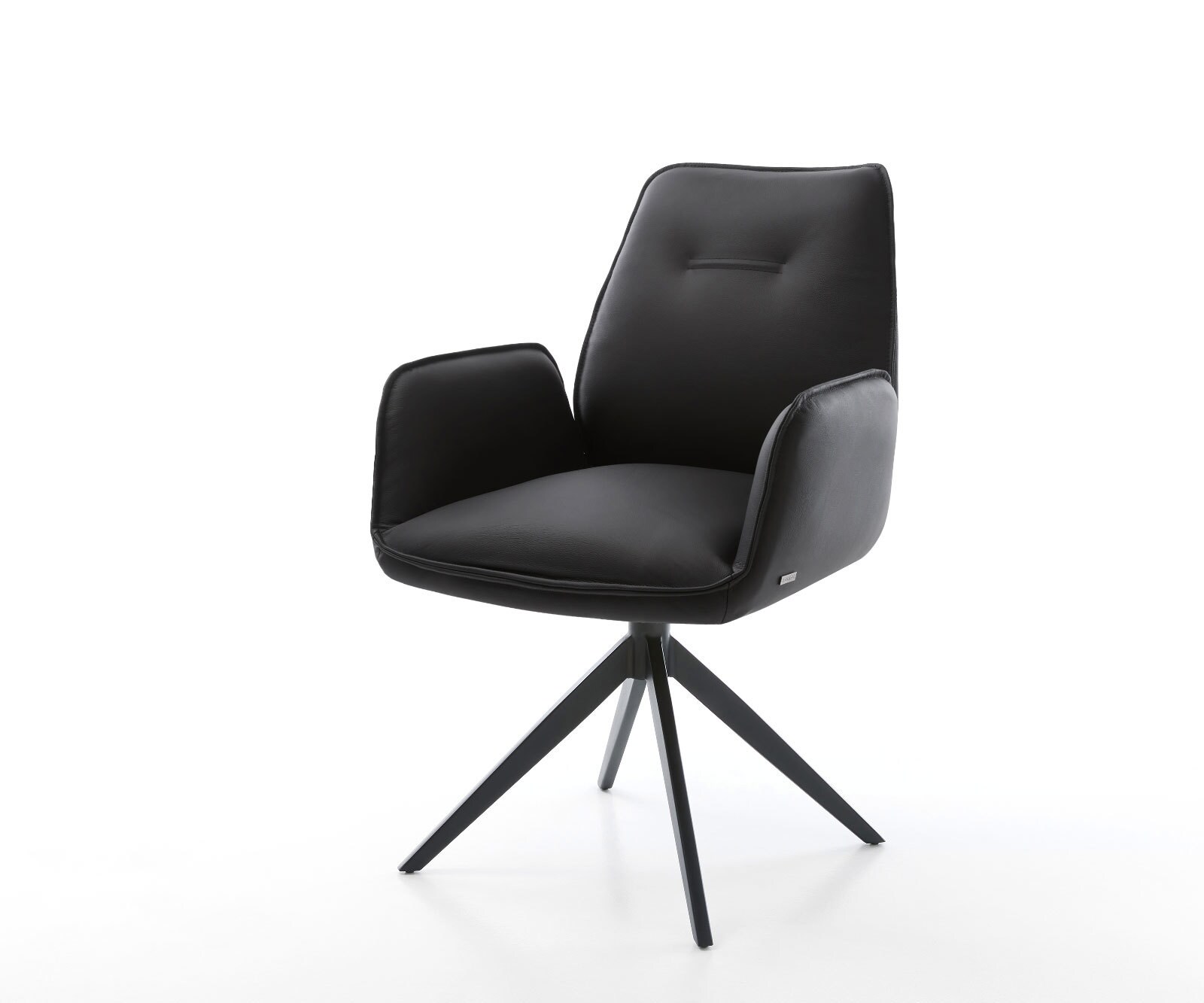 Drehstuhl Zoa-Flex Echt-Leder Schwarz Kreuzgestell breit Schwarz 360° drehbar Wippfunktion Taschenfederkern