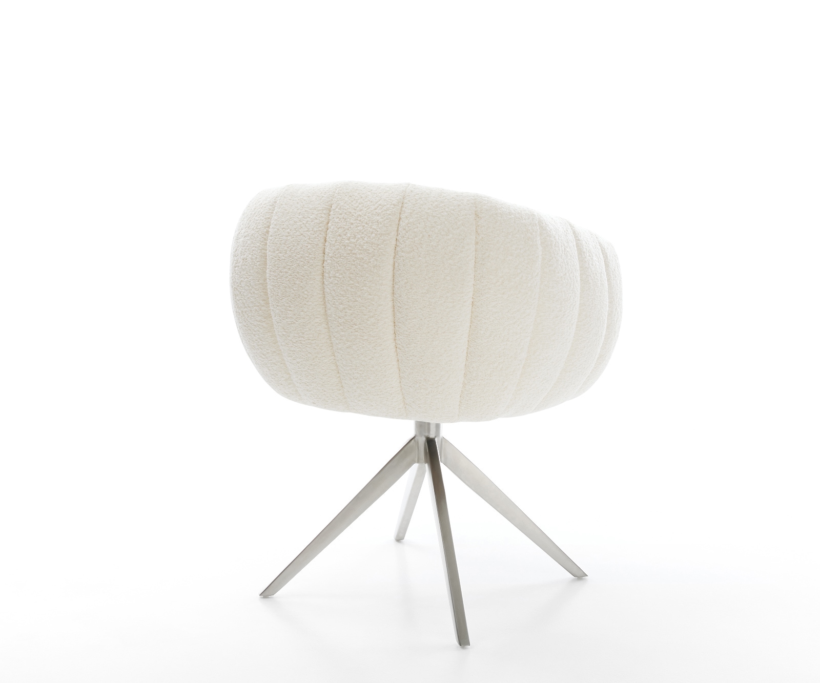 Drehstuhl Jada-Flex Bouclé Weiß Kreuzgestell breit Edelstahl 360° drehbar Wippfunktion Taschenfederkern 5