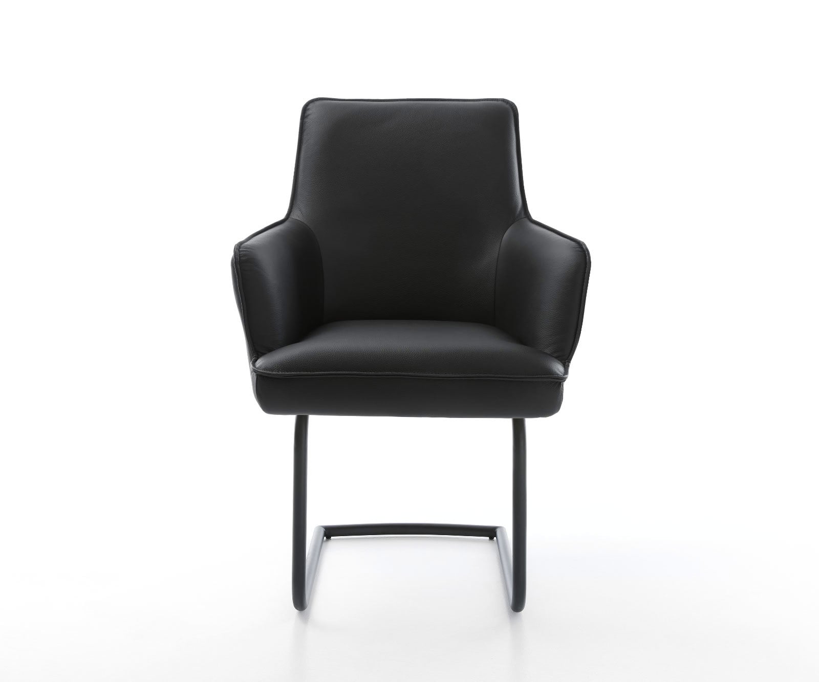 Freischwinger Heira-Flex mit Armlehnen Echt-Leder Schwarz Freischwinger rund Schwarz Taschenfederkern 2