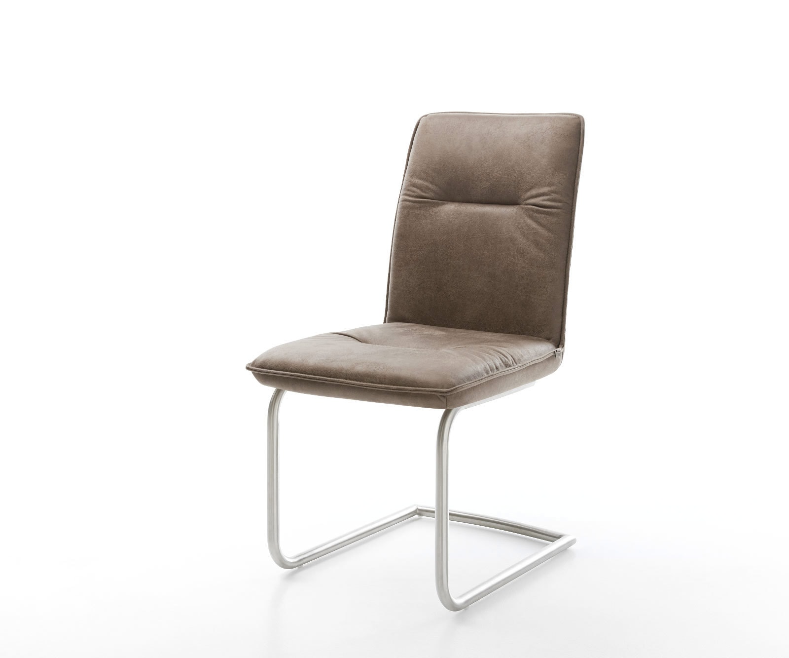 Freischwinger Vinjo-Flex Mikrofaser Taupe Vintage Freischwinger rund Edelstahl Freischwinger Vinjo-Flex Mikrofaser Taupe Vintage Freischwinger rund Edelstahl