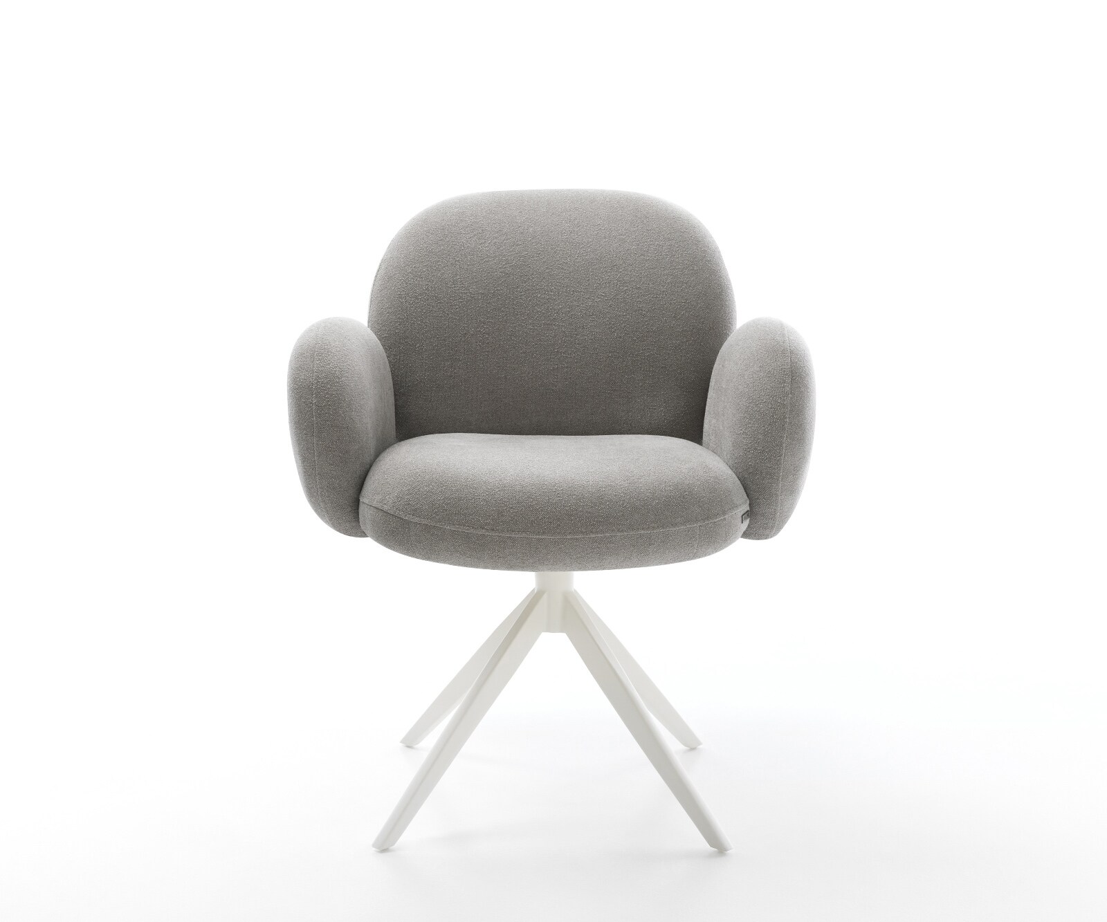 Drehstuhl Nube-Flex mit Armlehnen Strukturstoff Soft Grau Kreuzgestell breit Weiß 360° drehbar Wippfunktion Taschenfederkern 2
