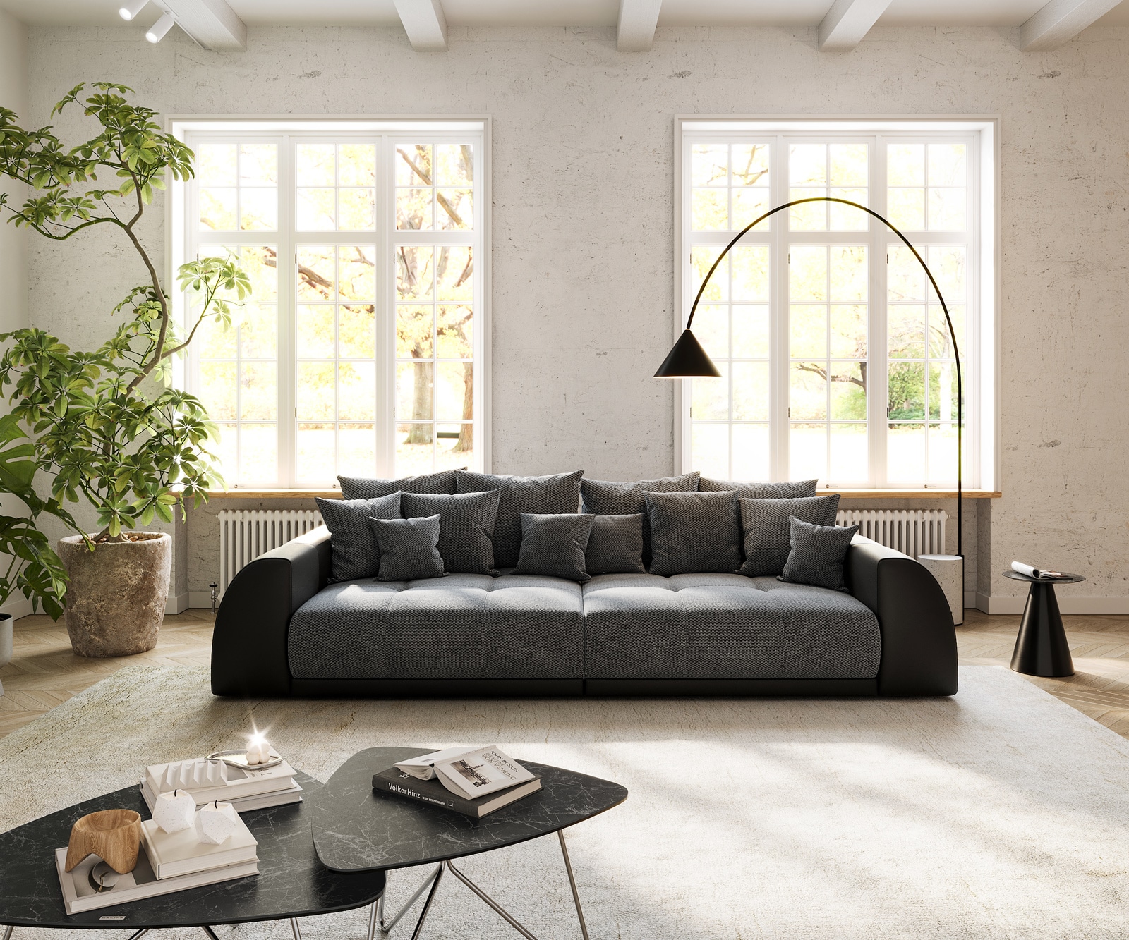 Big-Sofa Violetta 310x135 cm Schwarz inklusive Kissen 2 Big-Sofa Violetta 310x135 cm Schwarz inklusive Kissen 2