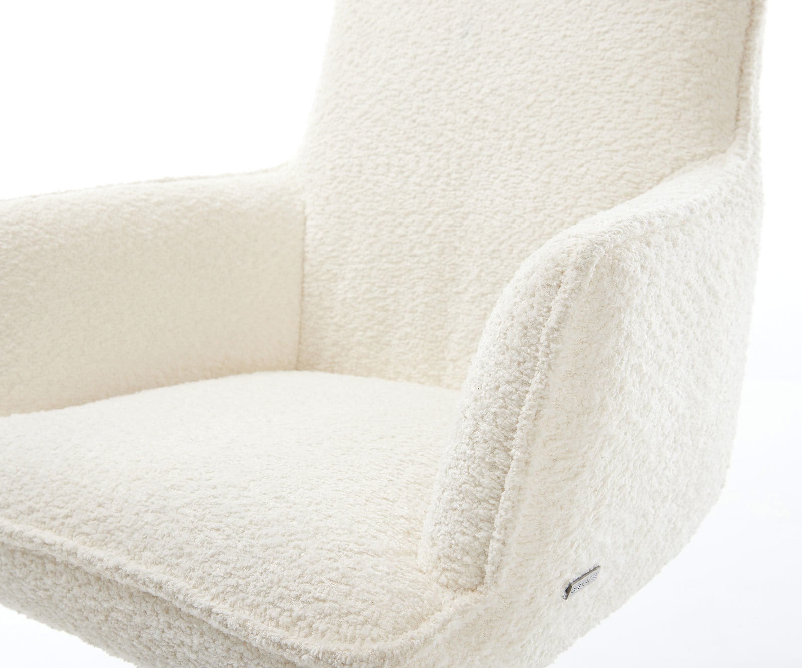 Drehstuhl Heira-Flex mit Armlehnen Bouclé Weiß Kreuzgestell breit Effektfinish Titan 360° drehbar Wippfunktion Taschenfederkern 3