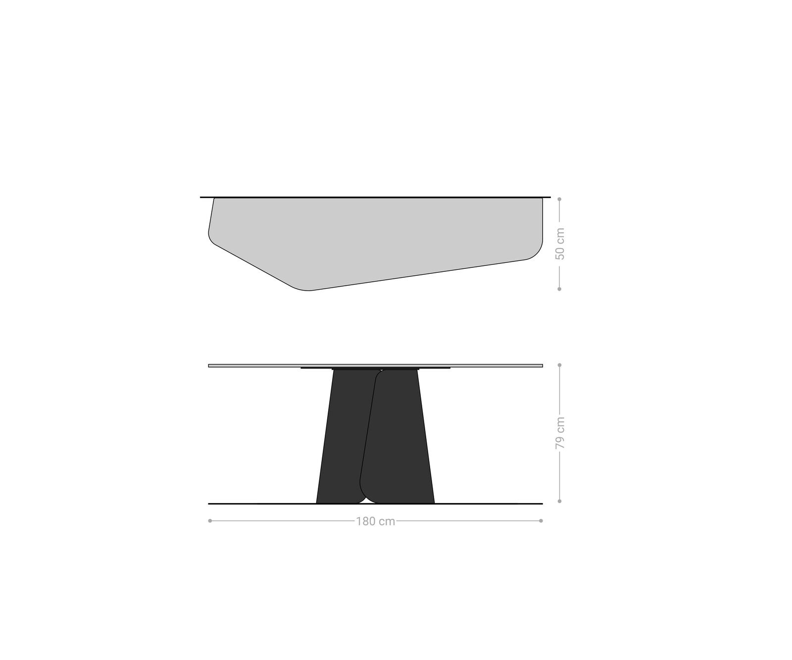 Konsolentisch Edge Polygonal 180x50 cm Keramik Onyx Pearl Livos Metall Effektfinish Titan 8
