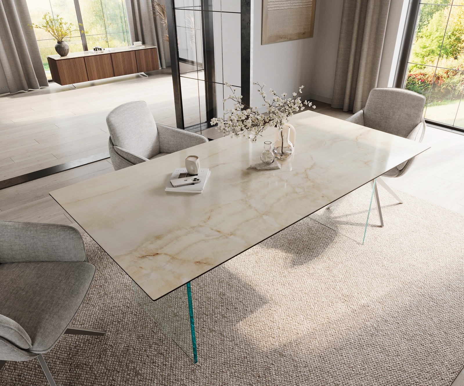 Esstisch Edge 200x100 Keramik Laminam® Onice Oro Gestell Glas 3 Esstisch Edge 200x100 Keramik Laminam® Onice Oro Gestell Glas 3