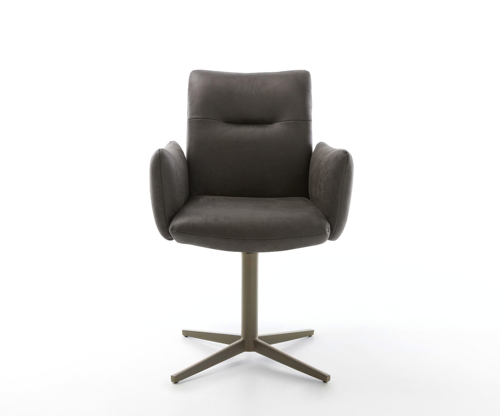 Drehstuhl Jova-Flex mit Armlehnen Mikrofaser Anthrazit Vintage Fußkreuz Effektfinish Titan 360° drehbar Taschenfederkern 1