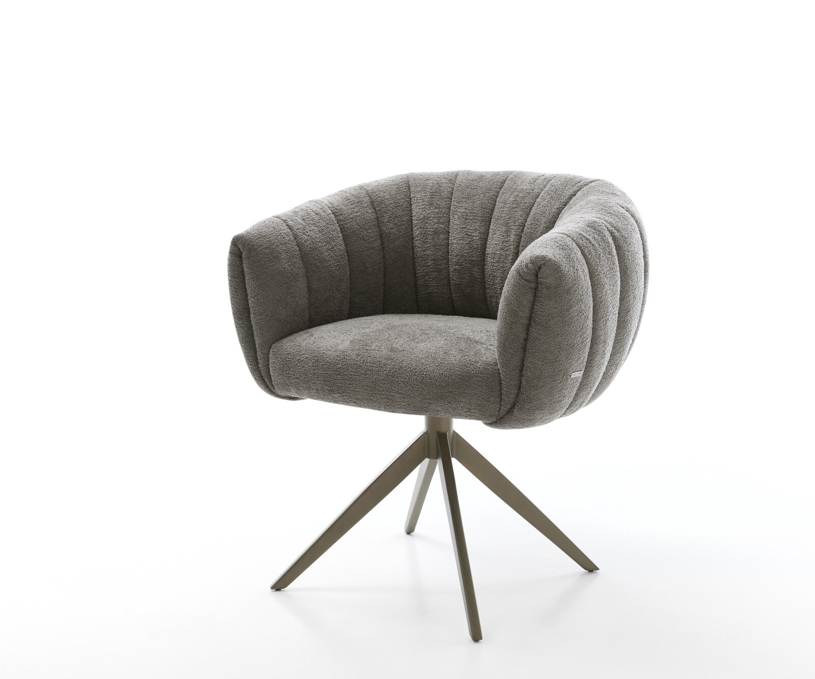 Drehstuhl Jada-Flex Bouclé Soft Schlamm Kreuzgestell breit Effektfinish Titan 360° drehbar Wippfunktion Taschenfederkern 1