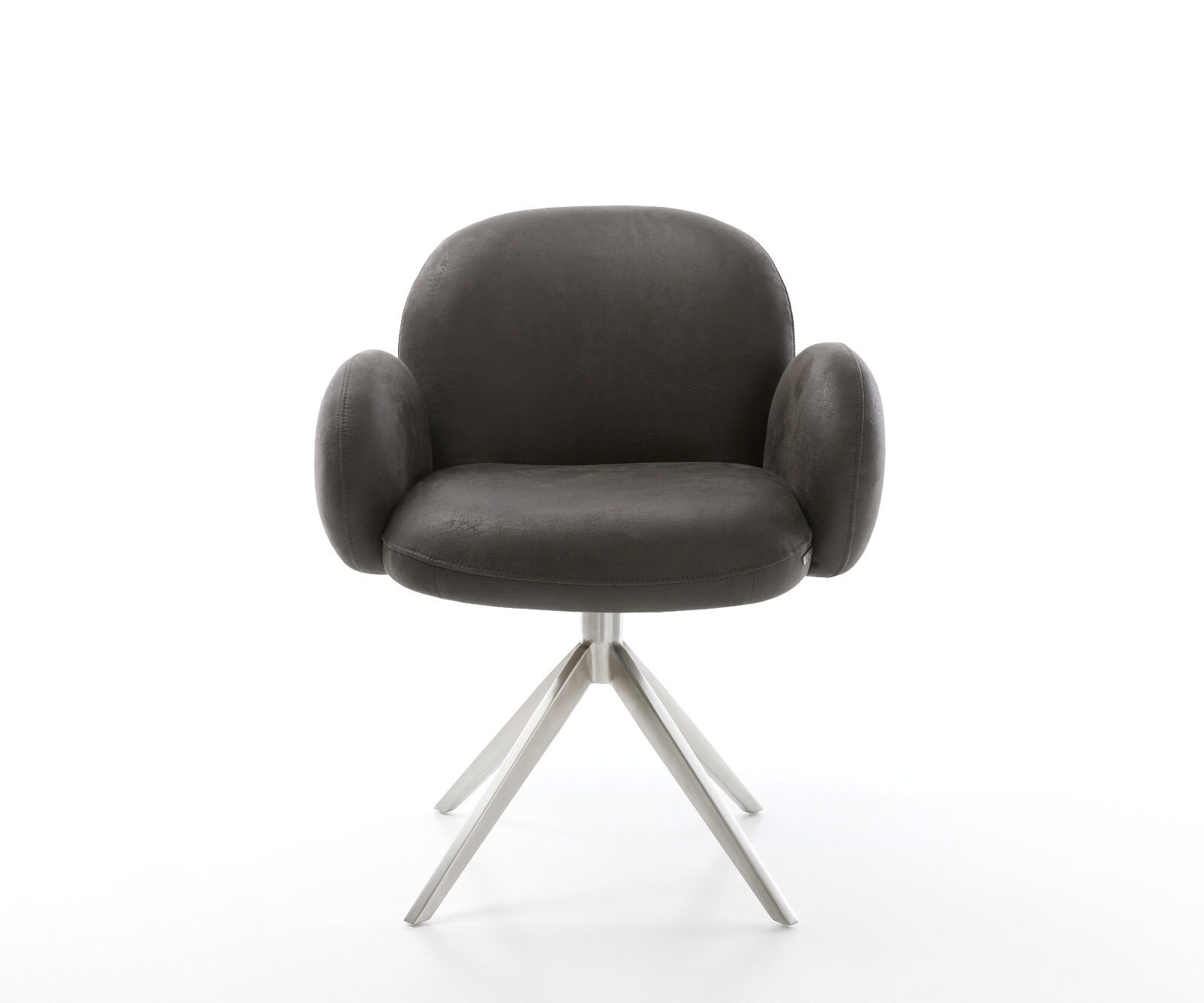 Drehstuhl Nube-Flex Mikrofaser Anthrazit Vintage Kreuzgestell breit Edelstahl 360° drehbar Wippfunktion Taschenfederkern 1
