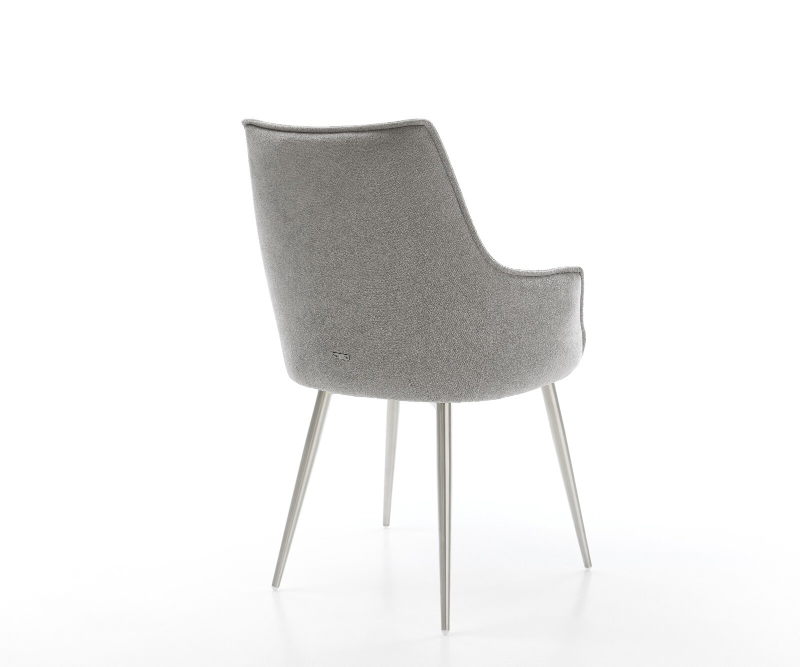 Esszimmerstuhl Alja-Flex mit Armlehnen Strukturstoff Soft Grau 4-Fuß konisch Edelstahl Taschenfederkern 4