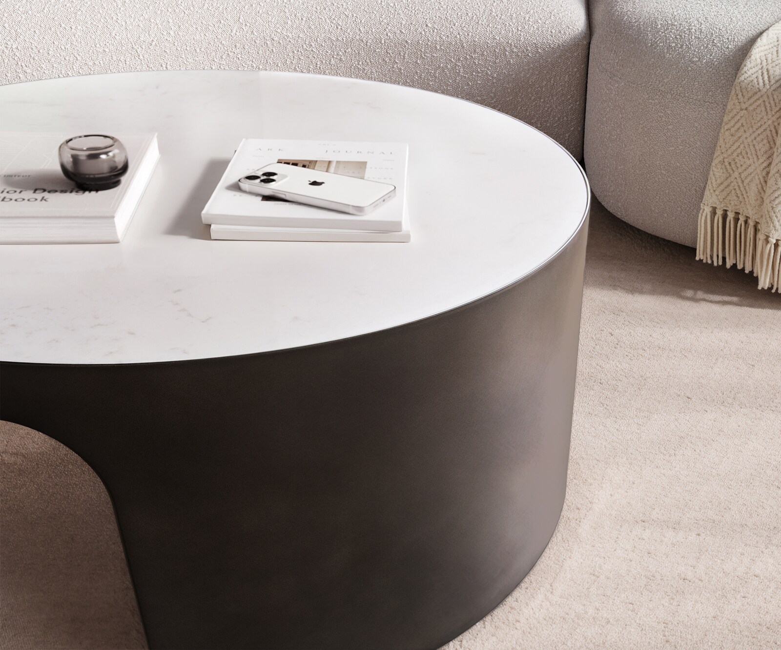 Couchtisch Alerio 90x90 cm Marmor Weiß Metall Black Antique 4