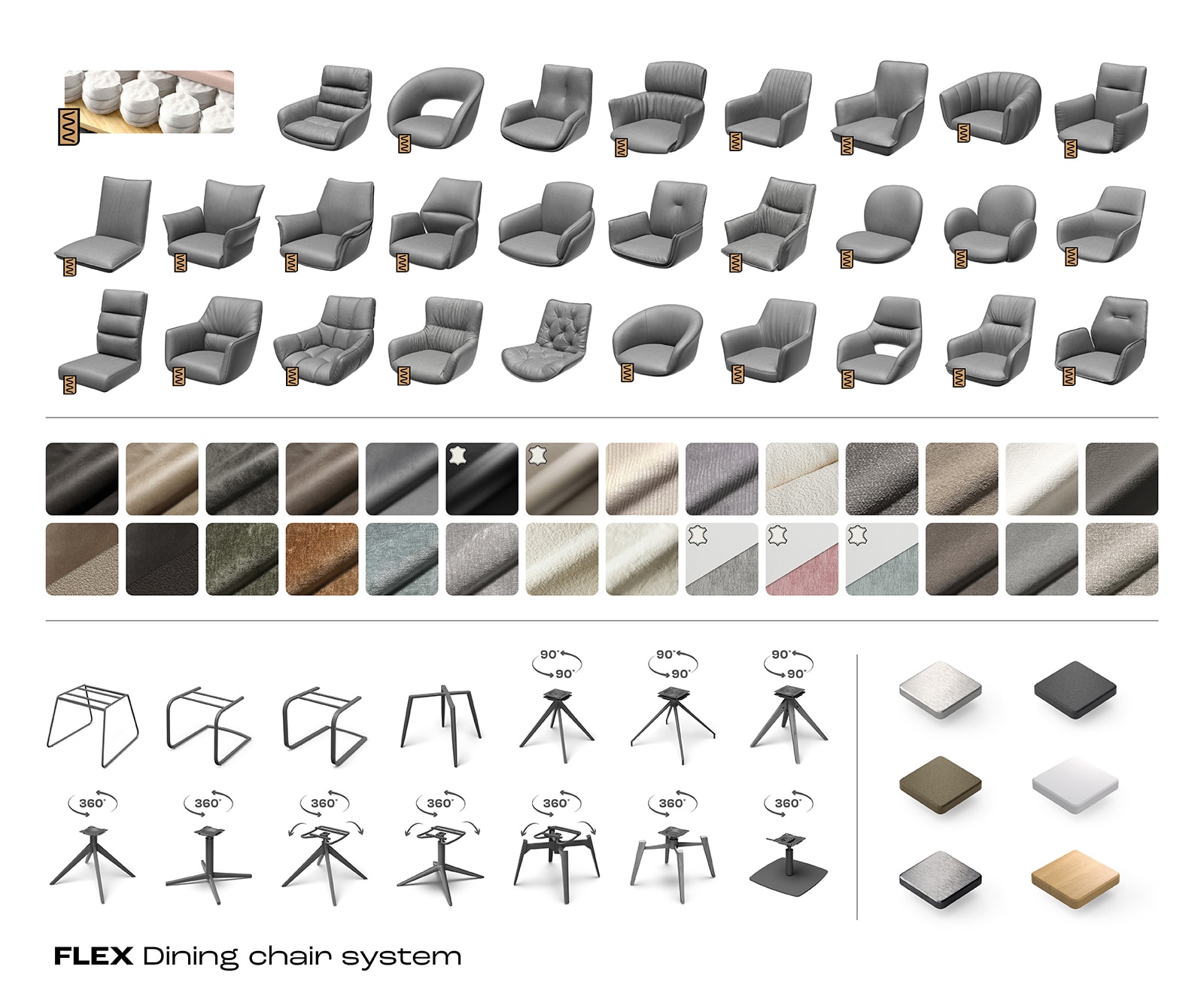 Freischwinger Zoa-Flex Bouclé Soft Schlamm Freischwinger flach Graphit Taschenfederkern 7