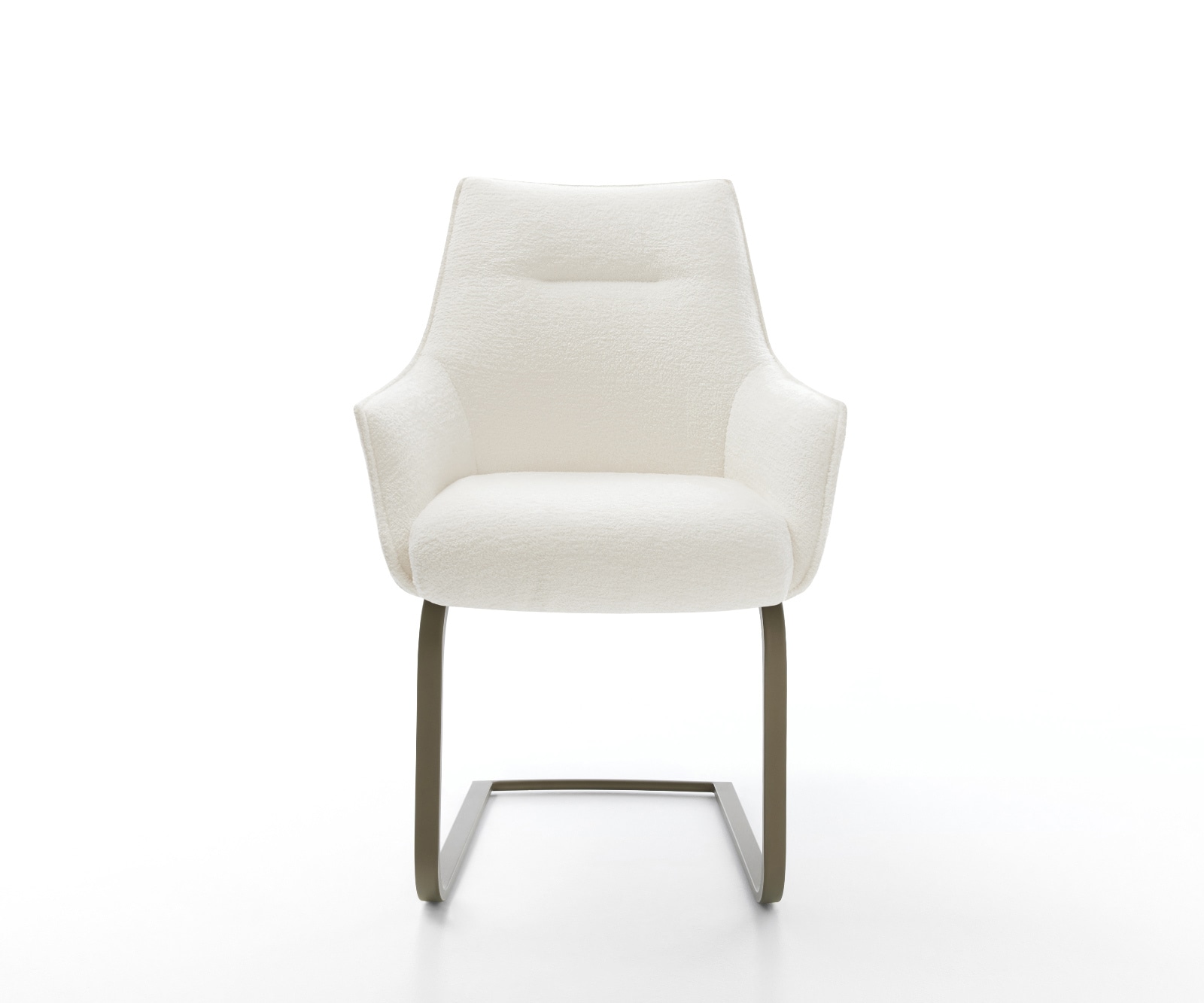 Freischwinger Alja-Flex mit Armlehnen Bouclé Soft Beige Freischwinger flach Effektfinish Titan Taschenfederkern 2