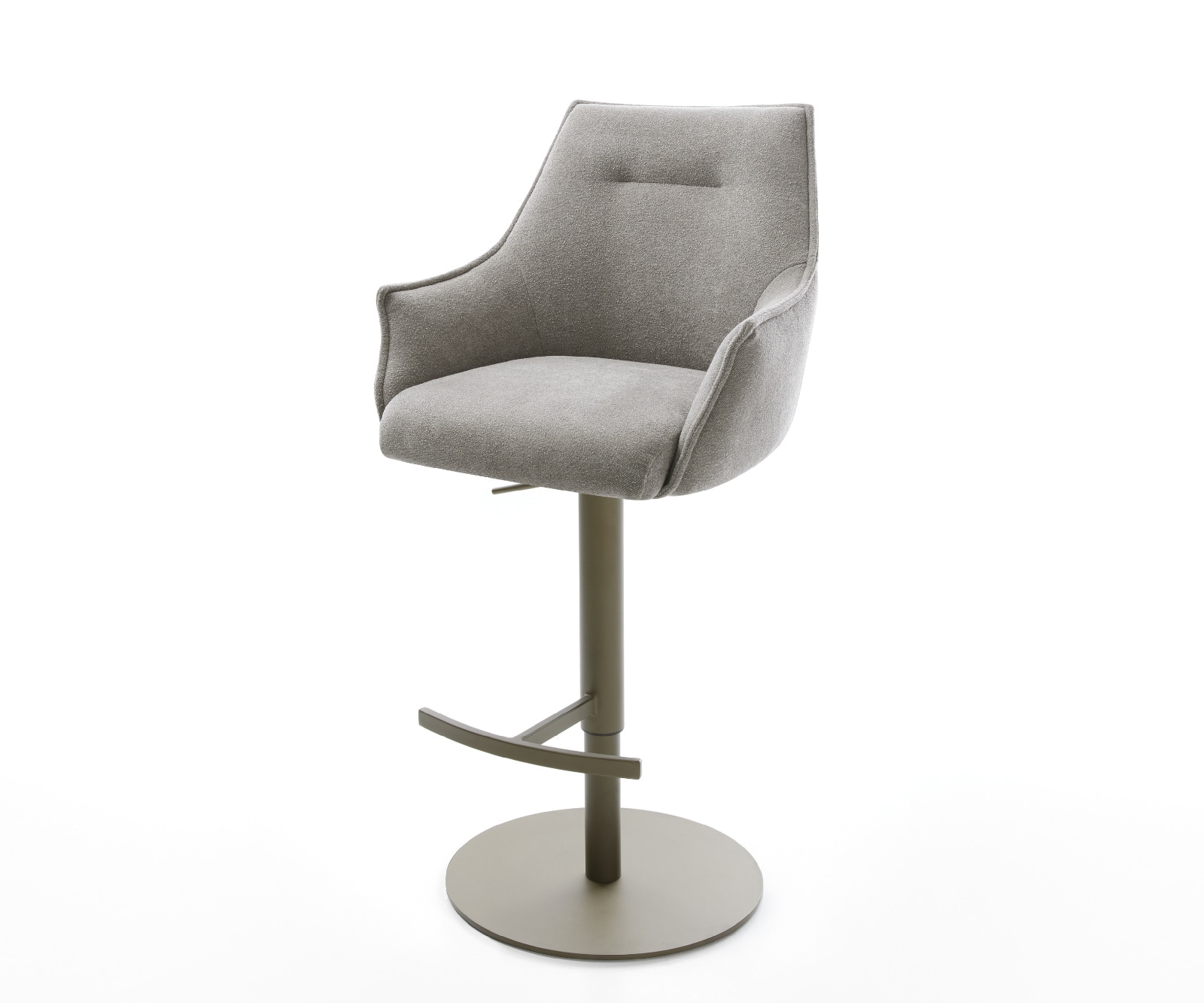 Barstuhl Alja-Flex Strukturstoff Soft Grau Drehfuß höhenverstellbar Metall Titanfarben Taschenfederkern 1