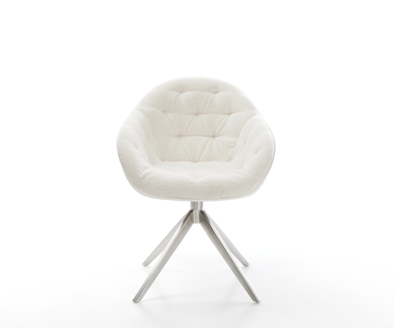 Drehstuhl Gaio-Flex Bouclé Soft Beige Kreuzgestell breit Edelstahl 360° drehbar Wippfunktion 2